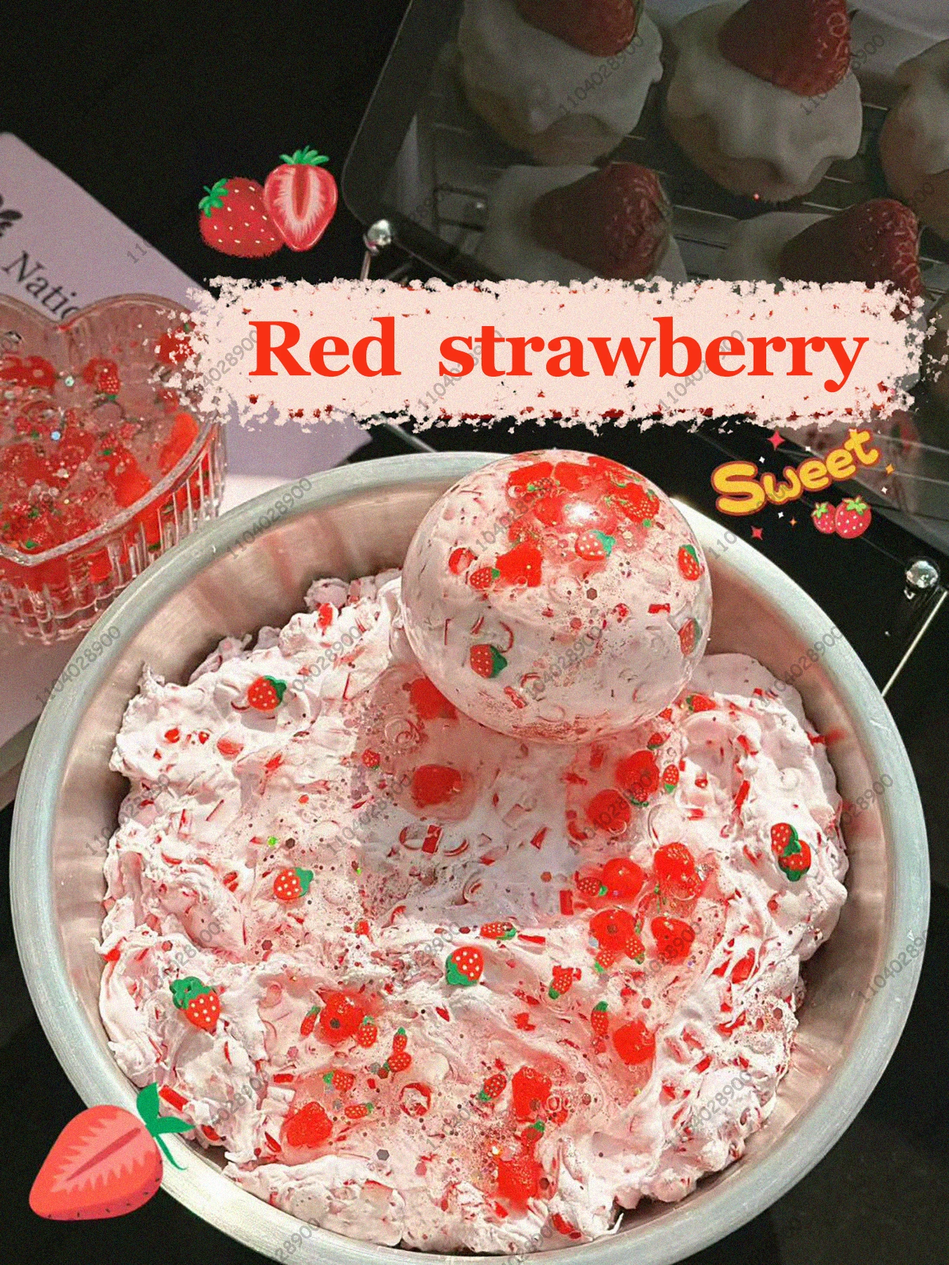 ลูกบอลบีบแก้เครียดรูปสตรอว์เบอร์รี่มิลค์เชค บัตเตอร์บอล ของเล่นบีบคลายเครียด ของขวัญ