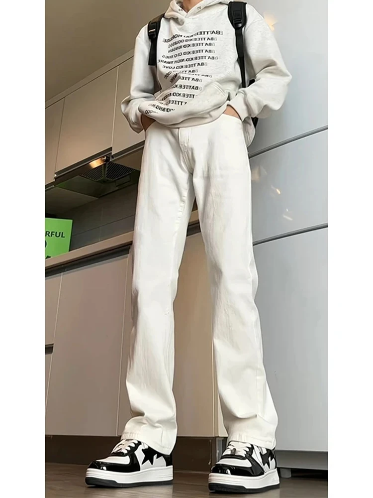 

Cleanfit White Knife Men's Jeans High Waist Straight Leg Long Pants Spring Season American Vibe Youth Faion Trend