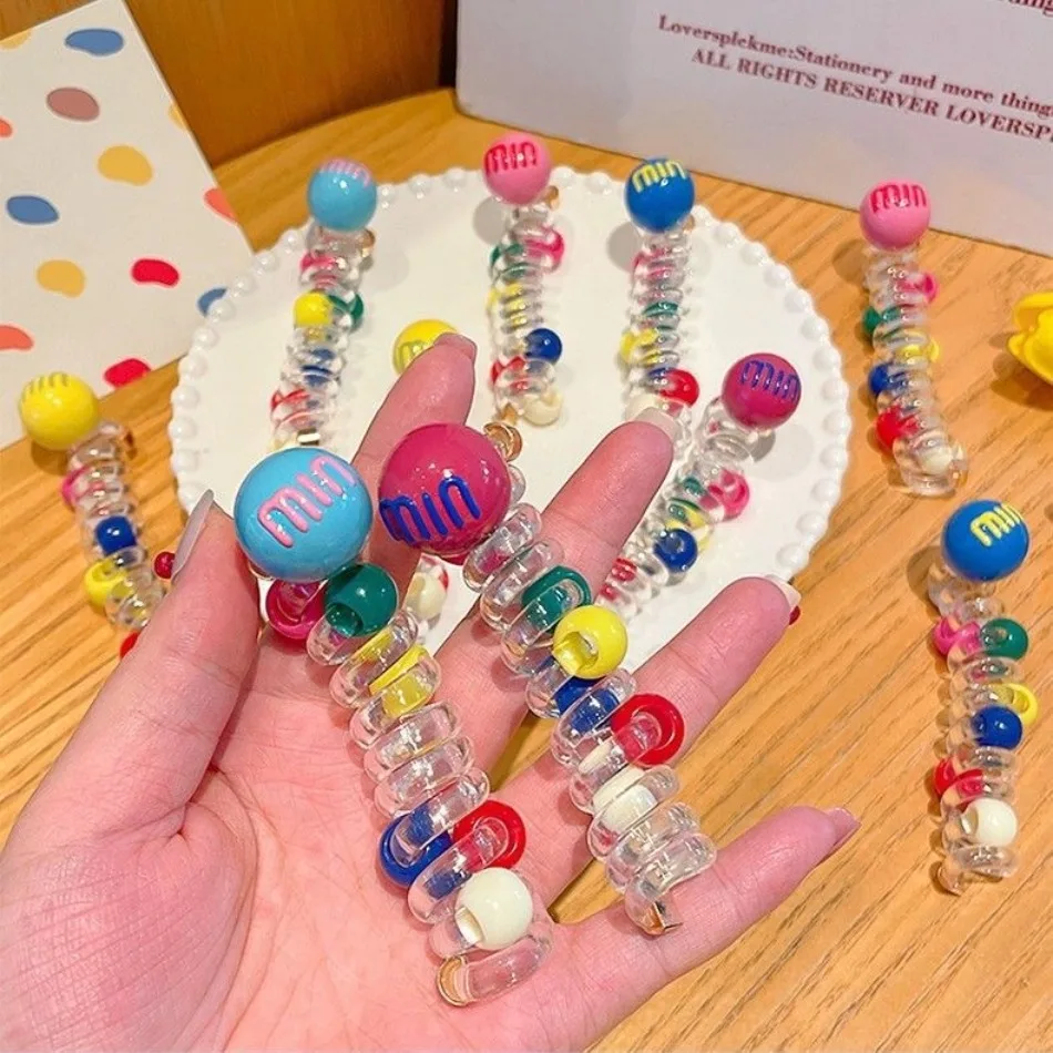 

2pcs Colorful Bubble Hair Ties Seamless Phone Cable Hair Bands Girls Hair Accessories Braided Hair Styling Tool Rubber Band HP01