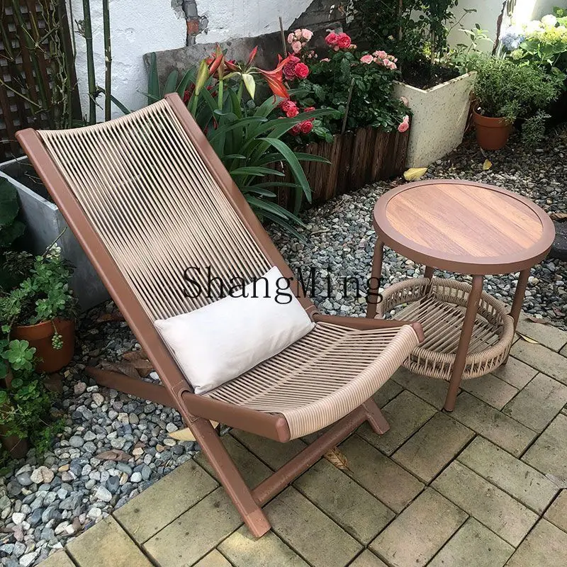 

FG good-looking Balcony Small Table and Chair Home Leisure Backrest Rattan Chair Garden Sofa Outdoor Table and Chair