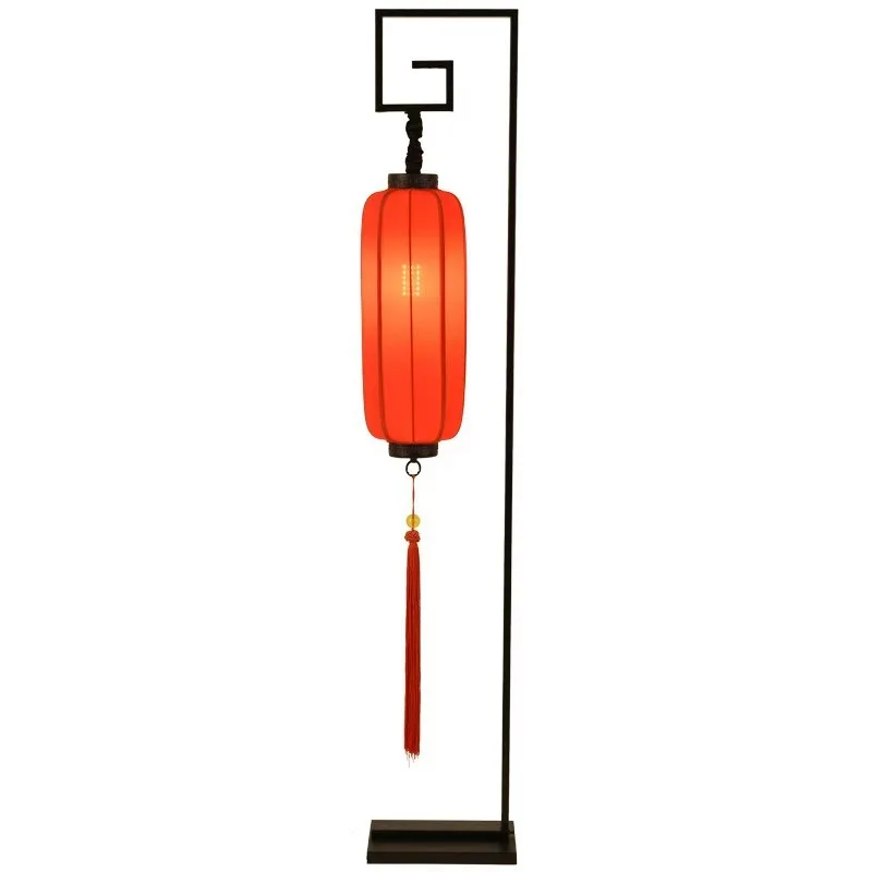 

Classical new Chinese floor lamp living room tea room hotel villa retro lighting vertical table lamp zen red palace lamp