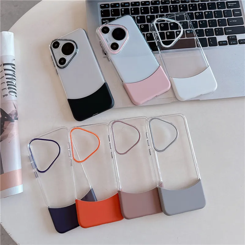 Transparent Double Color Montage Down Up Insert PC Case For Huawei Pura 70 Ultra Pro Plus Shockproof Back Cover Shell Protector