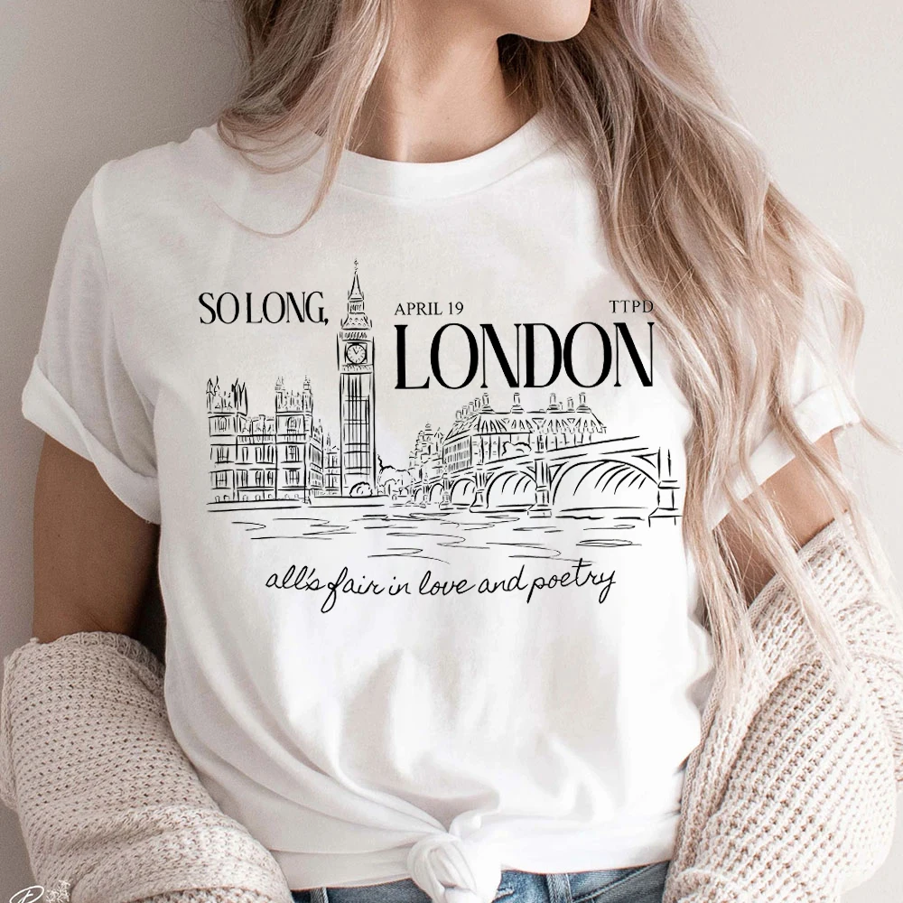 So Long London Music Lover Concert Fans Tee T-Shirts Eras Tour New Album The Tortured Poets Department Shirt Women Clothes Tops