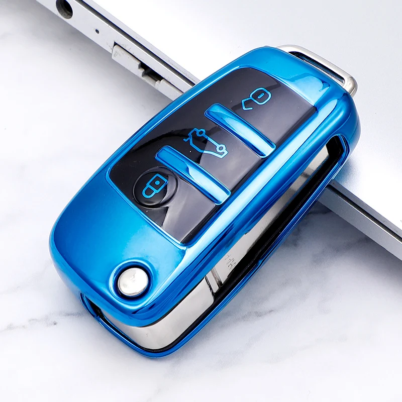 لأودي A1 A3 A4 A5 A6 C5 C6 Q7 بولي TPU سيارة للطي مفتاح غطاء حقيبة شل حامل المفاتيح مفتاح حامي الملحقات #4