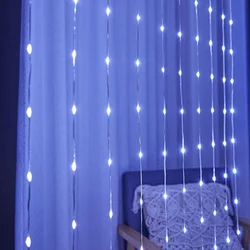 Guirnalda de luces LED para decoración navideña, cortina de hadas para el hogar, sala de estar, ventana, Año Nuevo, 3M, 4M, 6M