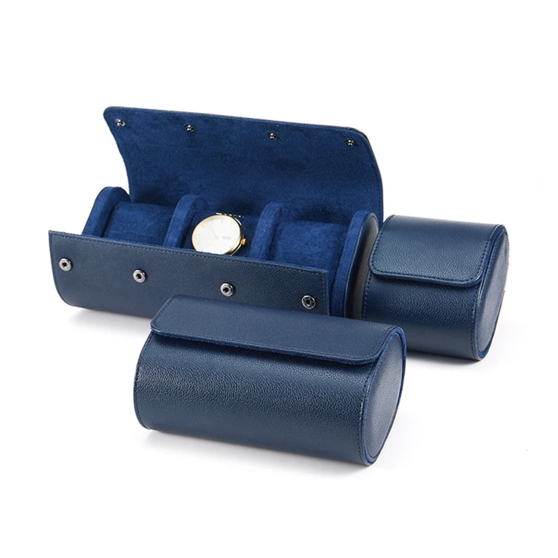 Blue Portable Watch Box High-grade Leather Watch Storage Box Dust-proof and Anti-fall Multi-function Watch