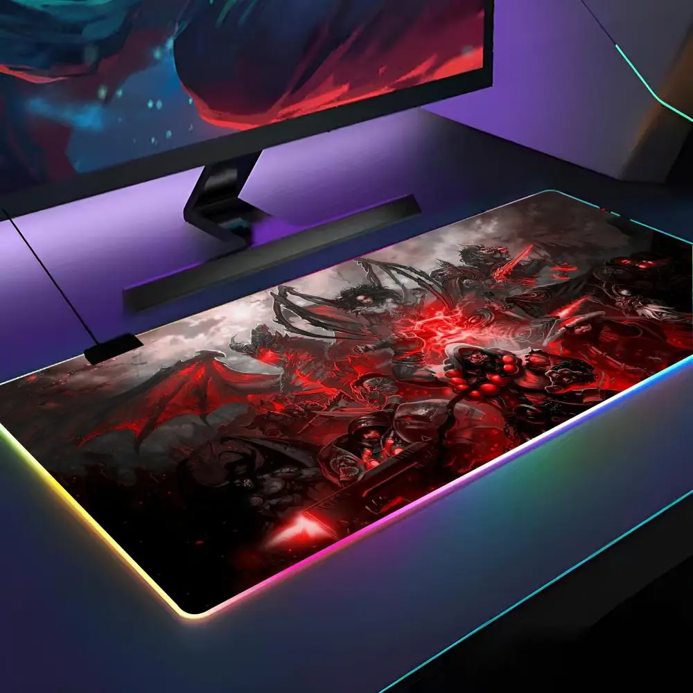 

W-World Of Warcraft Mouse Pad RGB Backlit Mouse Pad Laptop Mouse Pad Laptop Gamer Computer Desk Gaming Accessories