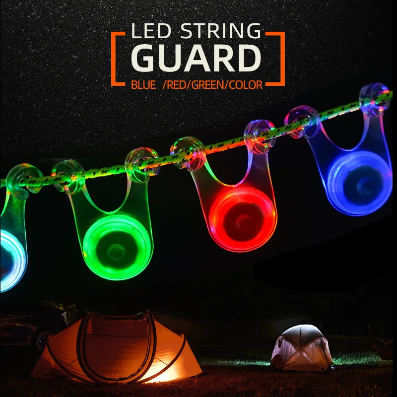 Camping Tent String Rope Guard Hanging Light Mini Flashlight Outdoor Safety Warning Rope LED Lights Waterproof Tent Accessories