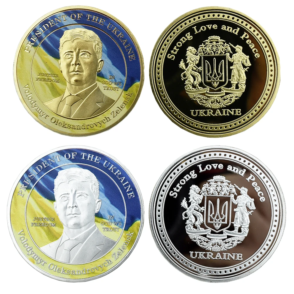 Ukrainian President Zelensky Coin Relief Three-dimensional Crafts Silver-plated Challenge Coin Commemorative Collection Gift