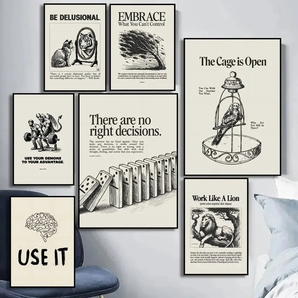 الحد الأدنى تحفيزية يقتبس ملهمة الانضباط ملصق فني ذاتية اللصق الفن ورق مقاوم للماء ملصق مقهى بار #2