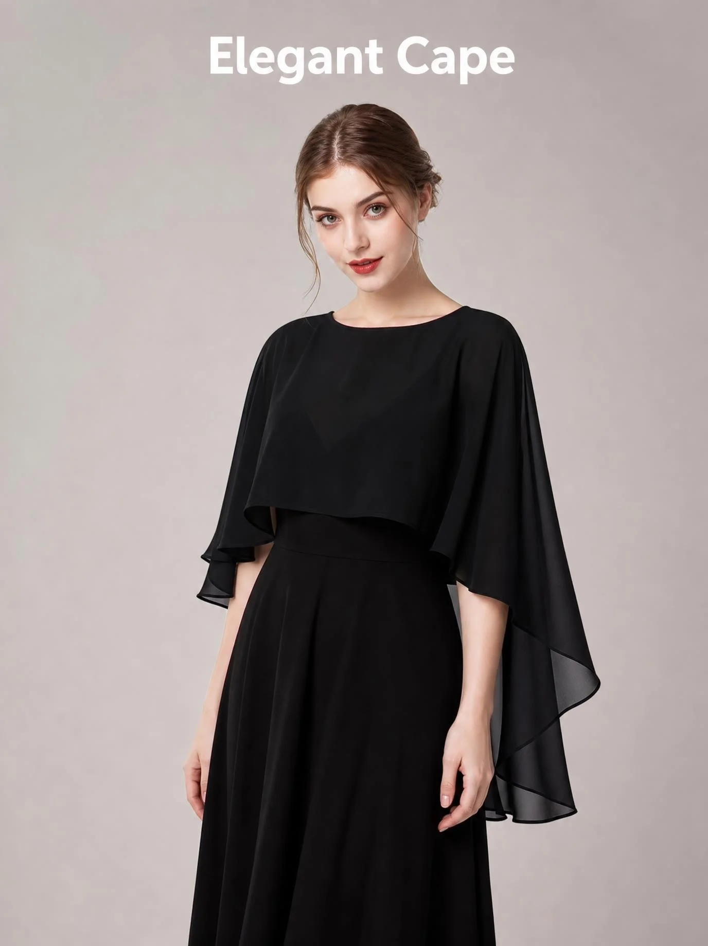 Kurzer, leichter Überwurf aus transparentem Chiffon, locker geschnitten, ideal als Abendkleid-Accessoire. – Detail 1