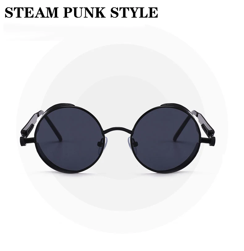 Metall Steampunk-Stil Sonnenbrillen Steampunk Mode Herren Retro Runde Sonnenbrillen – Detail 2