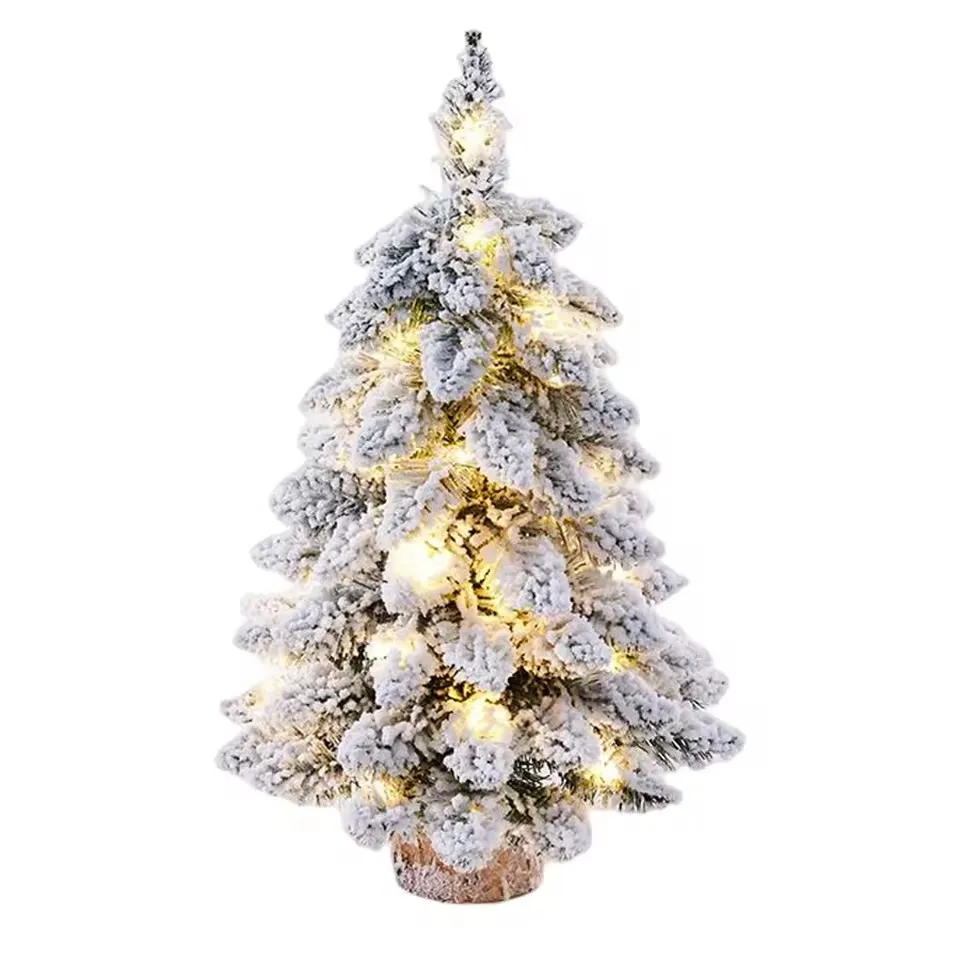 

Battery-Powered Snow-Flocked Christmas Pine Tree Tabletop 25 cm LED String Lights Decorative Gift for Home Office Party