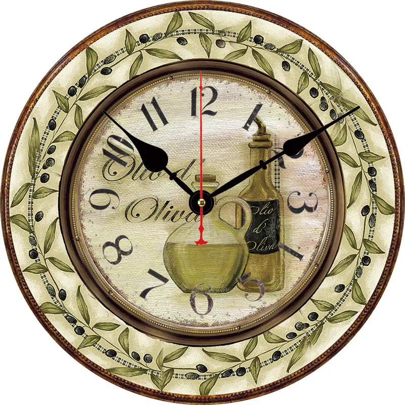 Reloj de pared redondo Retro para sala de estar, dormitorio, cocina, decoración del hogar, reloj de pared, reloj de cuarzo silencioso, artículos de decoración para el hogar