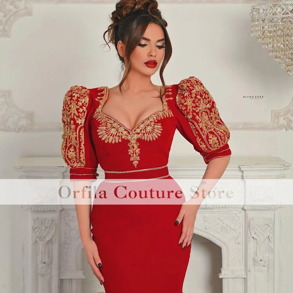 Vestidos De Noche rojos tradicionales De Albania para mujer, vestido De Fiesta con apliques dorados, vestido De Fiesta De Boda