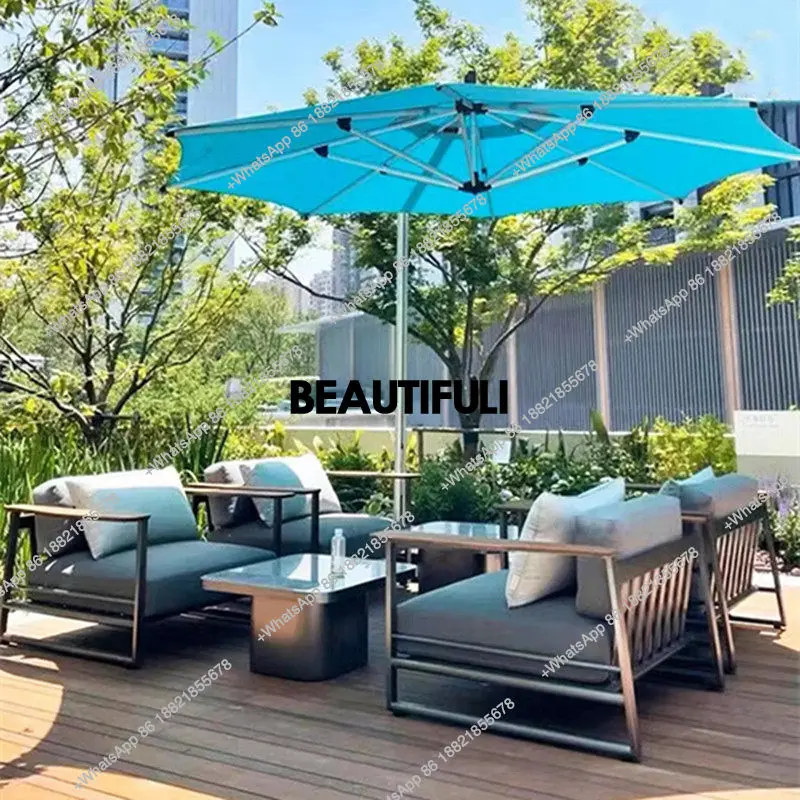 Stainless Steel Courtyard, Terrace, Hotel, Waterproof Sunbathing Villa, Leisure, Outdoor Nordic Furniture Combination