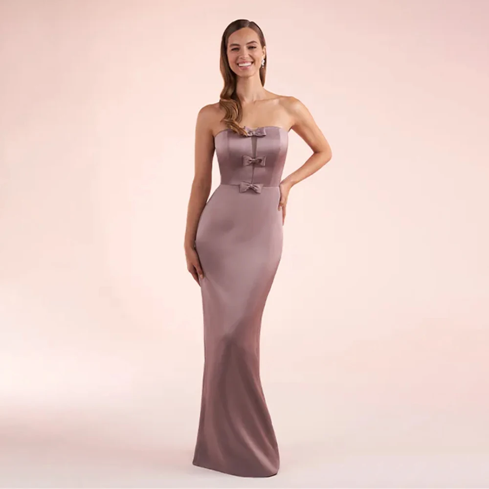 

Women's Formal Evening Gowns Strapless Bow Evening Dresses Mermaid Elegant Party Prom Dresses Women's Wedding Party Attire
