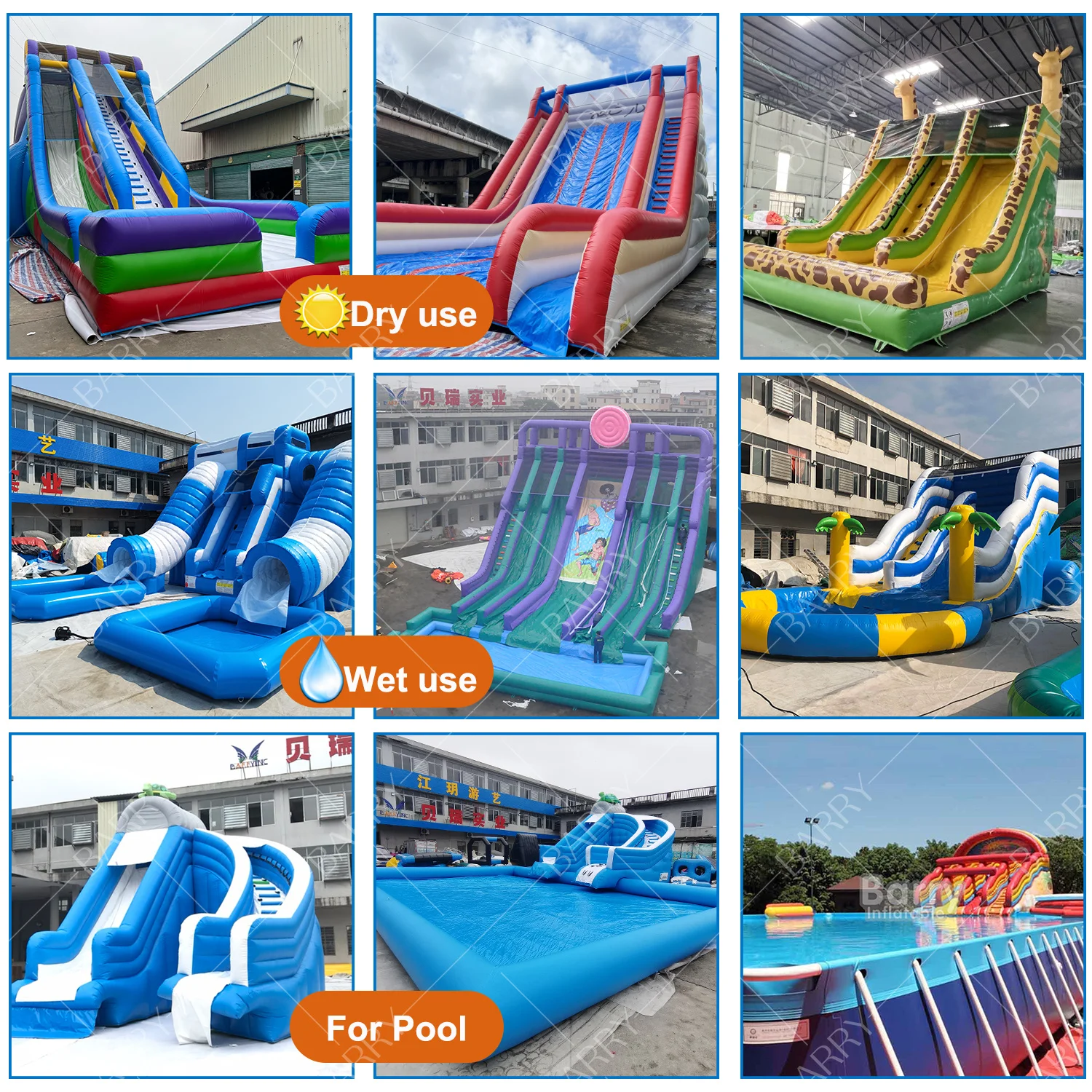 20 عامًا مخصصًا منزلقًا مائيًا مكون من 4 ممرات قابل للنفخ مع حمام سباحة للبالغين أو الأطفال #3