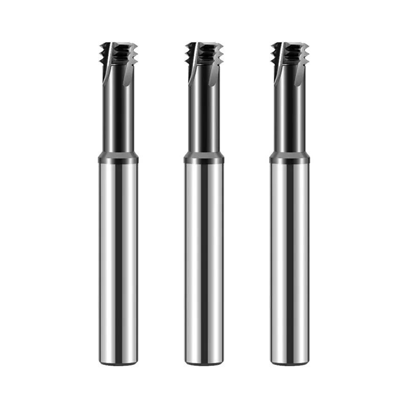 AZZKOR HRC66 Tungsten Steel Carbide 3-tooth thread Milling Cutter Nano Coating CNC Machining Center Cutter M3M5M6M8