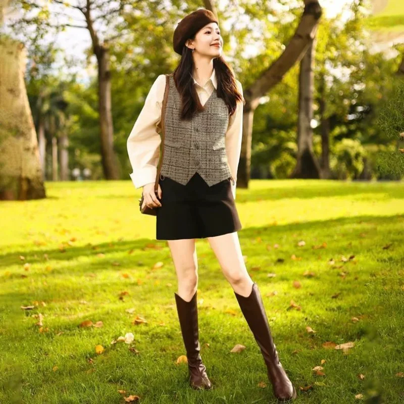 

Retro Jacket New Spring and Autumn Style Sleeveless Versatile Waistcoat Short Vest Top