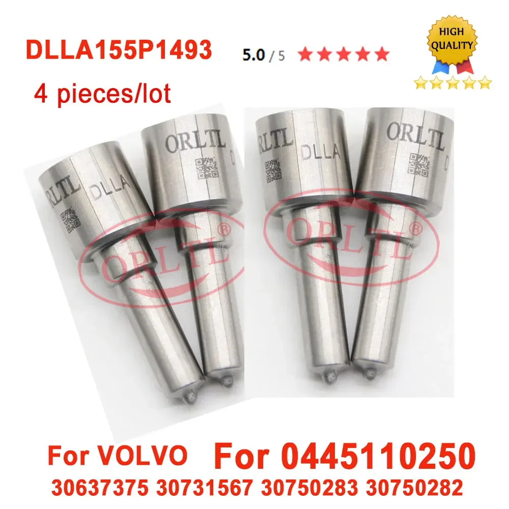 

4pcs 0433171921 Common Rail Nozzle DLLA155P1493 Fuel Injector 0445110250 For VOLVO 30637375 30731567 30750283 30750282 MAZDA