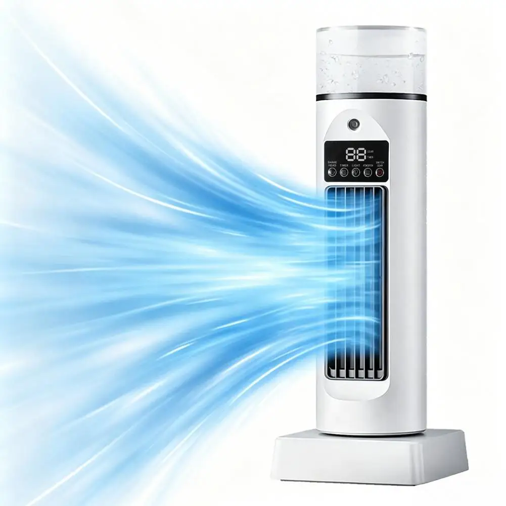 

Portable Tower Fan with Remote Control, 6 Speed 7 Color LED Night Light, Quiet Air Cooler, USB Powered Misting Fan for Home Offi