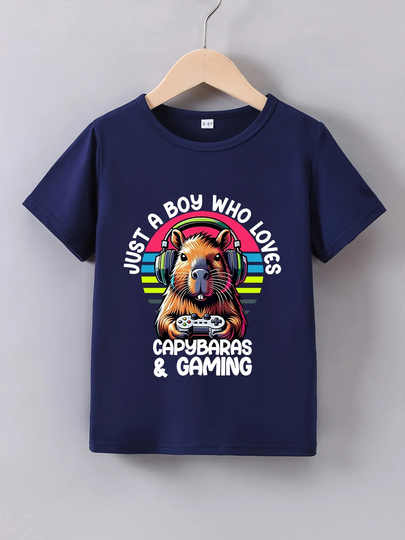 Boys Summer Crew‑Neck Short‑Sleeve T‑Shirt, Cartoon 