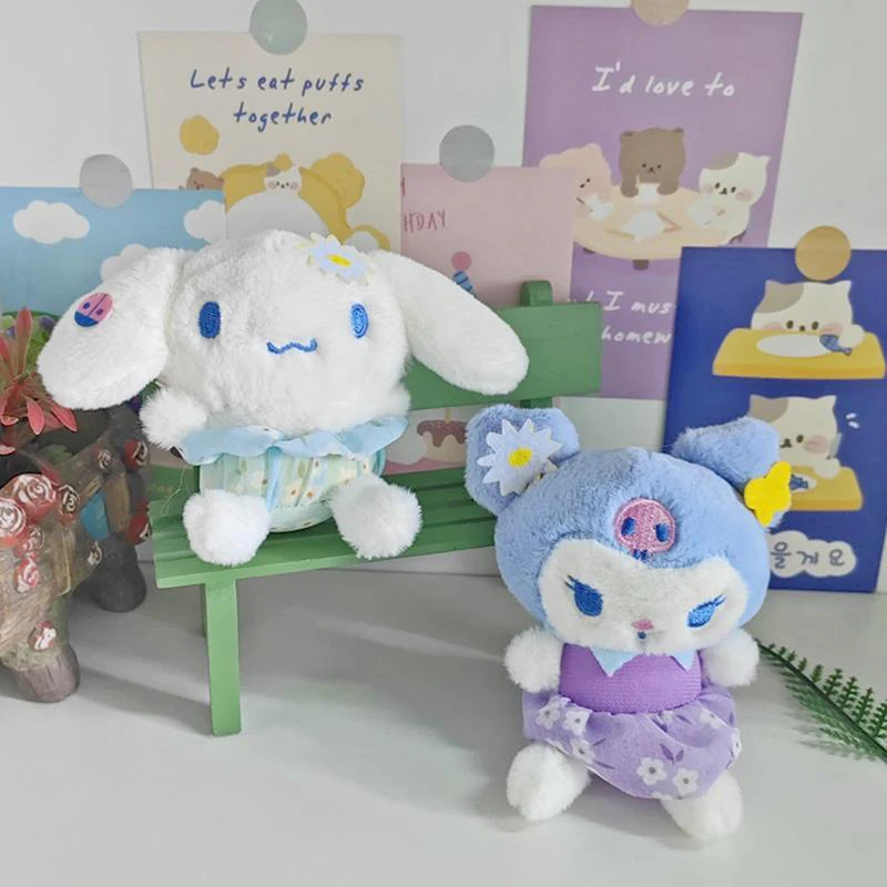 Muñeco de peluche de dibujos animados de margaritas Sanrio, juguete de Melody Kuromi Cinnamoroll Pochacco pompurin, llavero, bolso colgante, mochila, adornos, regalos