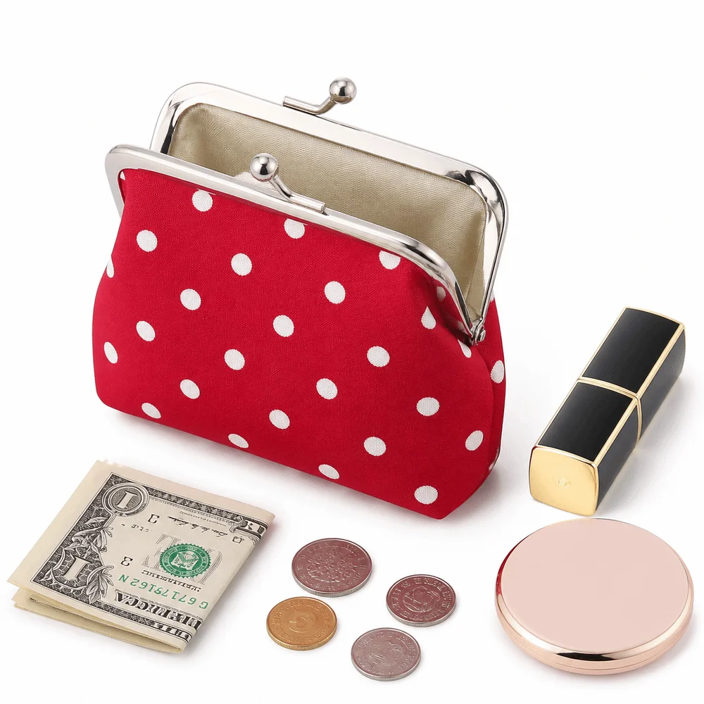 New Polka Dot Pattern Coin Purse Multifunctional Small Lipstick Pouch Hasp Closure Cosmetic Bag Women