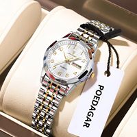 POEDAGAR Top Original Quartz Ladies Wristwatch Stainless Steel Date Week Woman Watch Waterproof Luminous Fashion Women's Watches