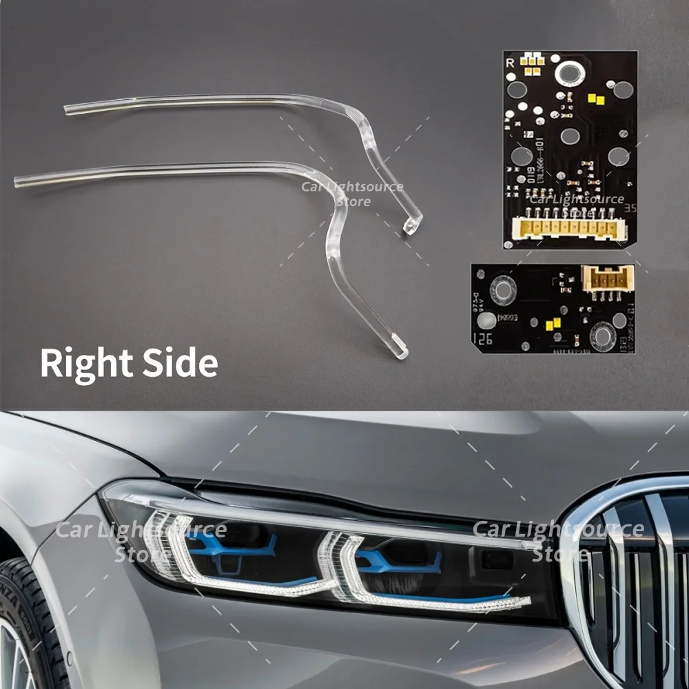 White LED DRL Boards Angel Eyes For BMW 7 Series G11 G12 LCI 2019-2021 Headlight DRL Tube Daytime Running Light Guide Strip image 3
