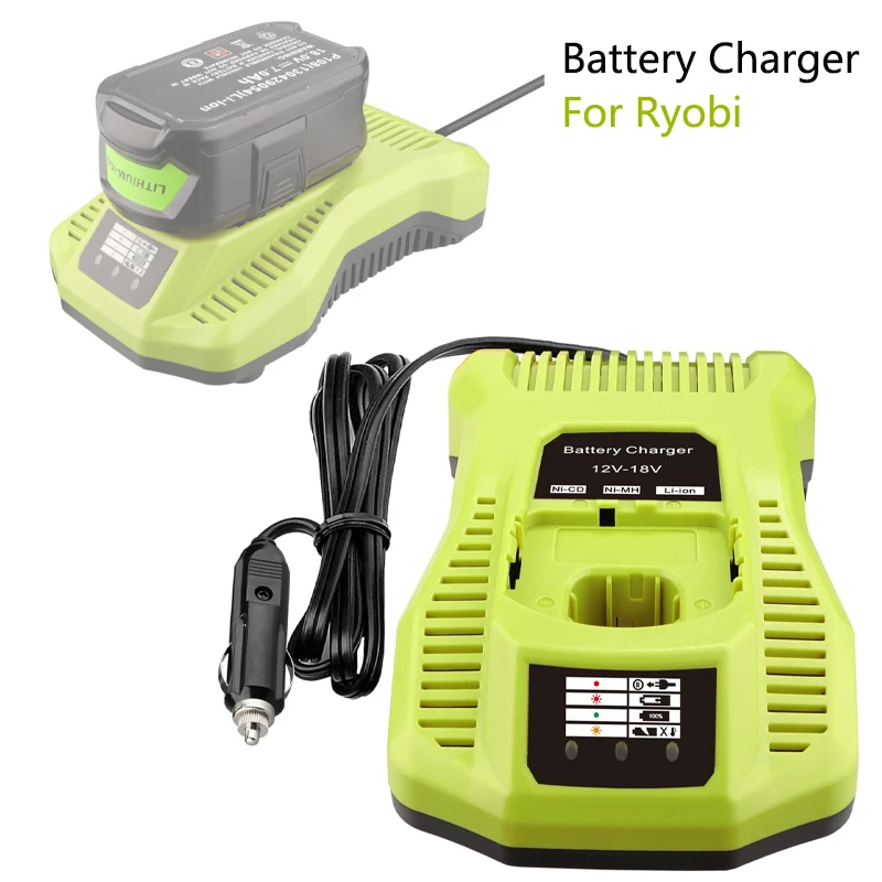 Battery Charger For Ryobi 18V Lithium Portable Cigarette Lighter Plug Car  Auto Charger for P107 P102 P108 P161 P190 Battery