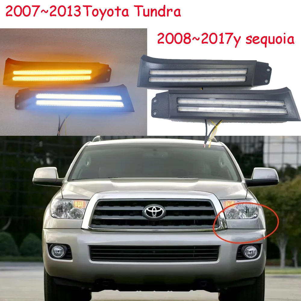 

car bumper headlight for Toyota Tundra daytime light 2007~2013y DRL car accessories LED headlamp for sequoia fog light 2008~2017