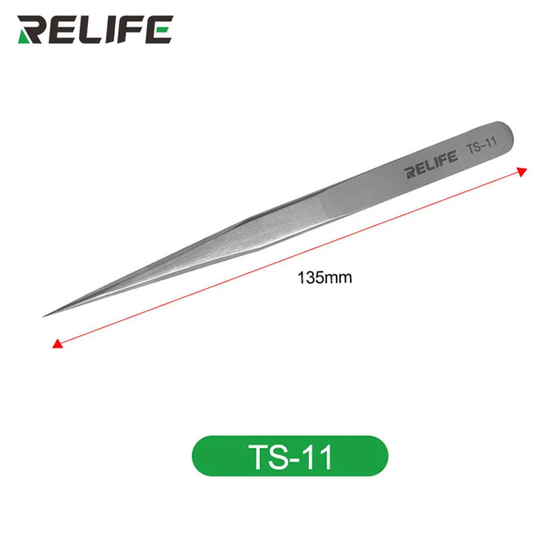 RELIFE TS-11 TS-15 Precision Curved Straight Tweezers Stainless Steel Anti-static For Electronic CPU IC Phone Repair Tools Kit