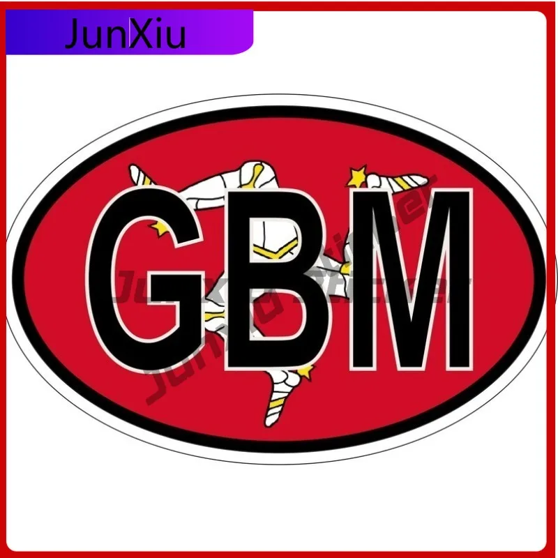 Oval Sticker Flag Funny Truck UV Resistant Accessory Country Code GBM Isle of Man Anime Waterproof Cute Car Funny Boat Fade