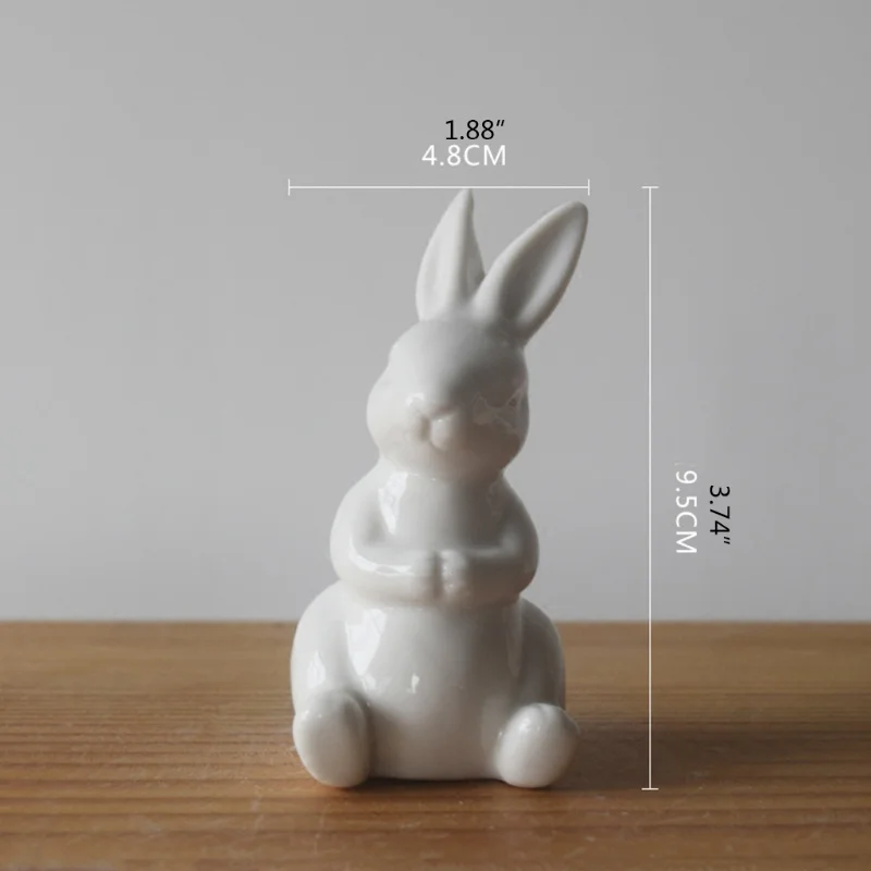 5แบบเซรามิค Bunny Figurines สำหรับอีสเตอร์ตกแต่งบ้านน่ารักสีขาวกระต่ายขนาดเล็กประติมากรรมเดสก์ท็อปสัตว์เครื่องประดับ