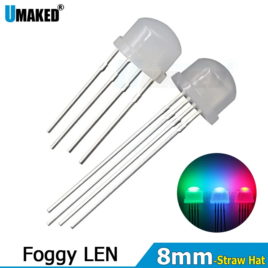 

1000pcs F8mm Straw hat Full colors LED Foggy LEN Diodes, common Anode/Common Cathode diode, DIP led light DIY lamp