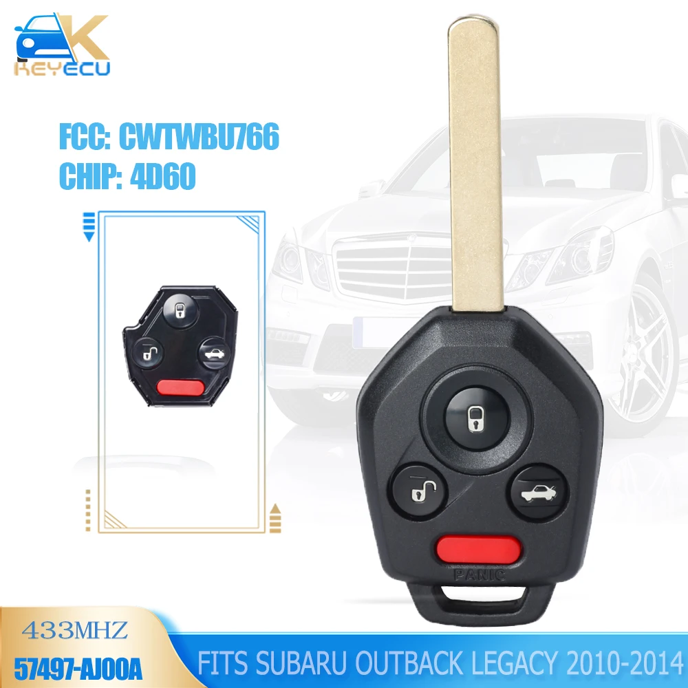 KEYECU CWTWBU766 Remote Key Fob 433MHz 4D60 for Subaru Outback Legacy 2010 2012 2013 2014