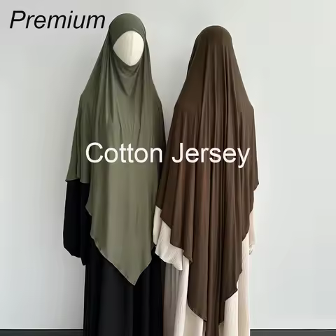 Premium Cotton Jersey Khimar Stretchy Lightweight Breathable One Layer Islam Muslim Women Eid Ramadan Long Prayer Hijab Khimar