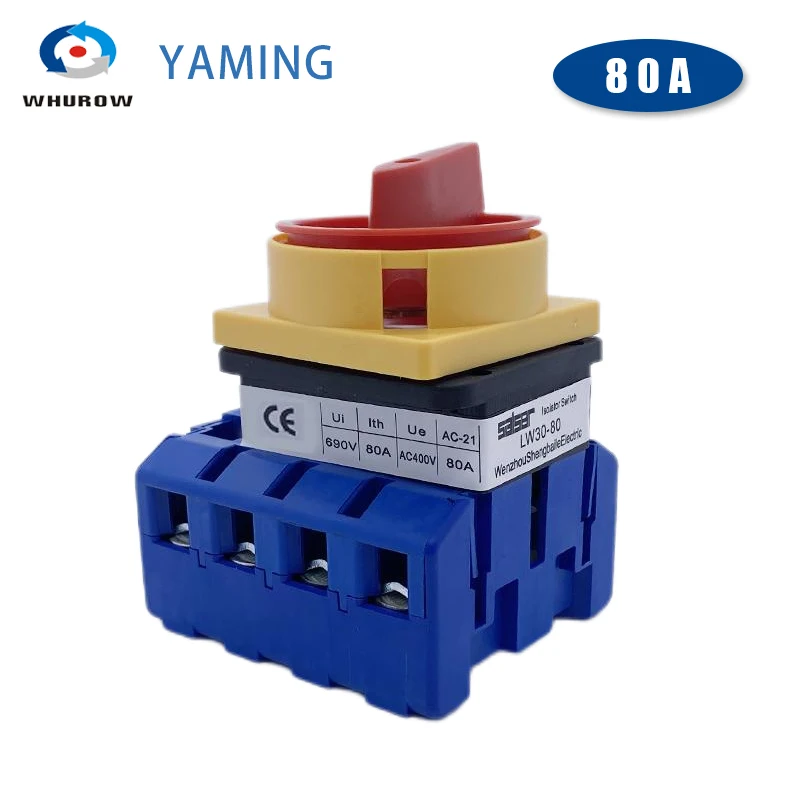 

80A Load Disconnect Isolator Switch LW30-80/4P Universal Main Control Motor Power Supply Cut Off Three-phase Four Wire