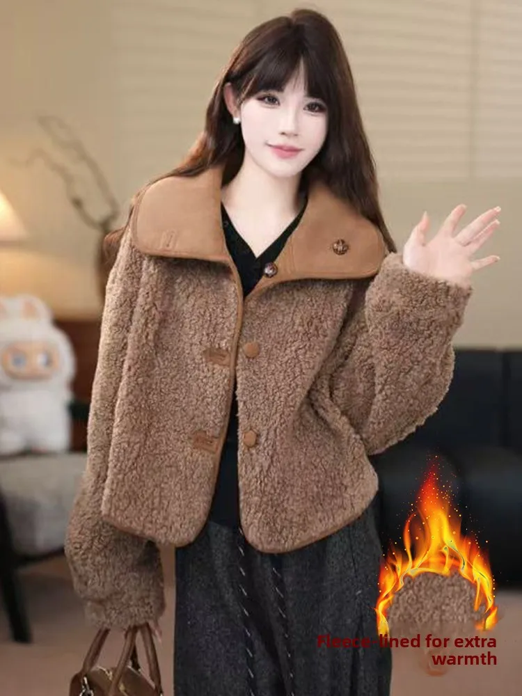 Thiened Fce Jaet-ropa de calle antienvejecimiento para mujer, Top cálido, informal, holgado, con cuello clásico, invierno