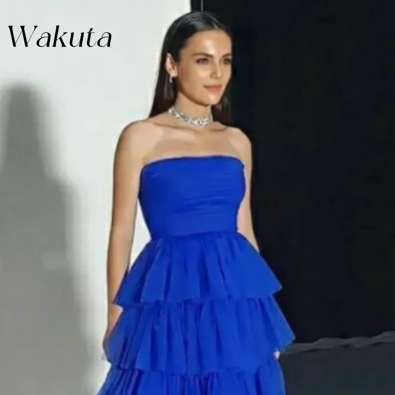 Wakuta Mode Strapless Off Shoulder Geplooide Party Vestido Elegante Mujer Sexy Slim Fit Bal A Line Jurk Trouwjurk De Soirée