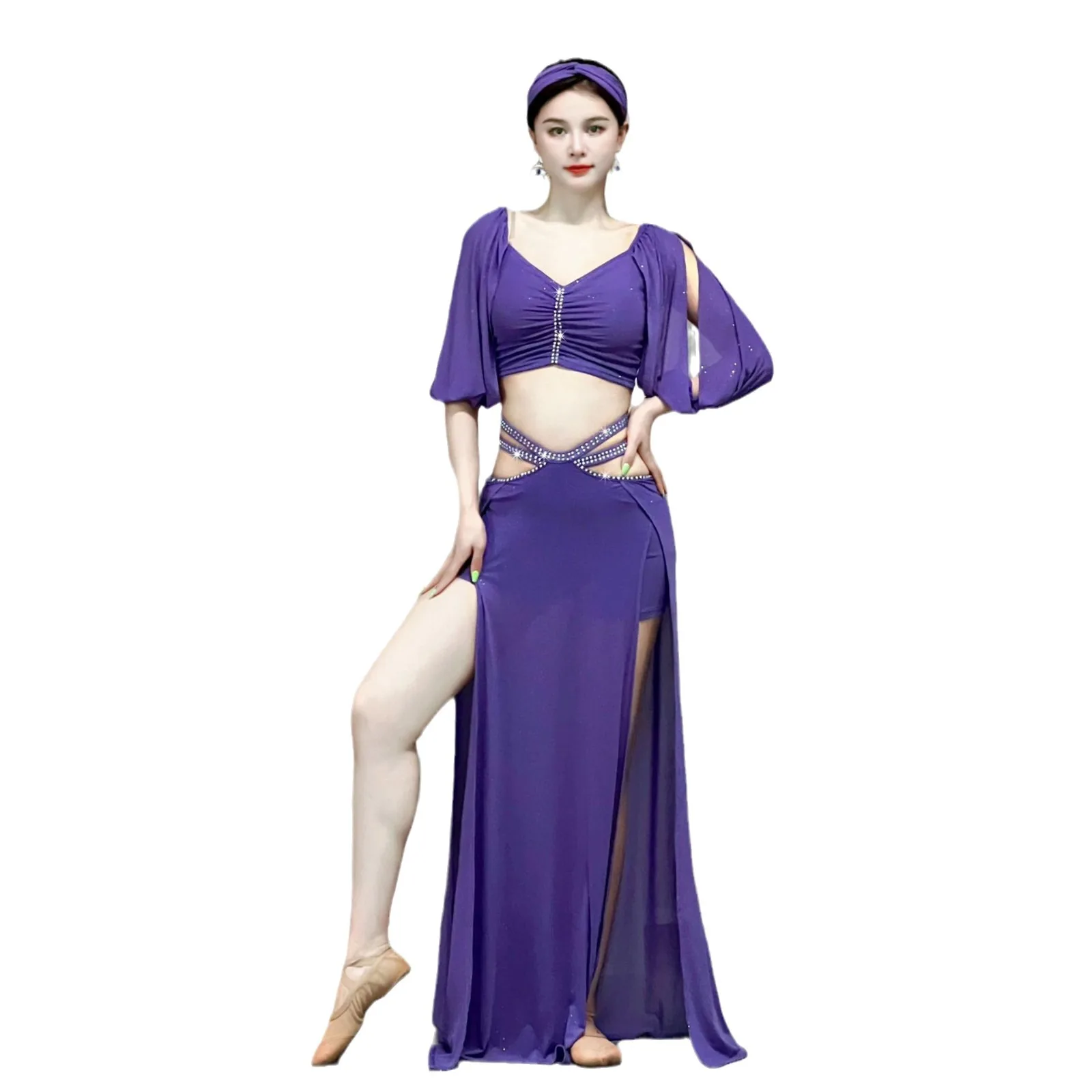 1set/lot woman fashion sexy belly dance costumes lady training dance costumes top and skirt