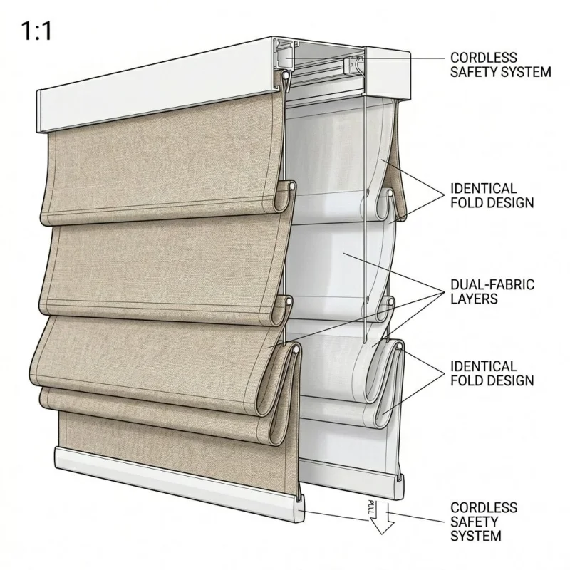 프랑스산 린넨 블랙아웃 로만 블라인드, 플랙스 원단,  - Home Decor Window Blinds 리뷰 및 가격