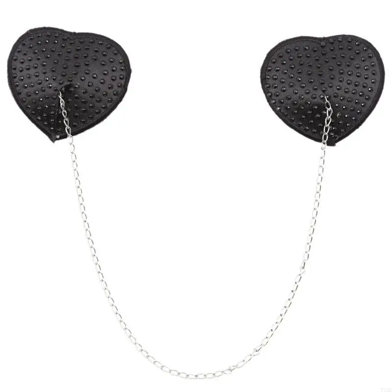 72xe Rhinestones Nipple Pokrywa pasty z łańcuchem imprezy kleju wielokrotnego użytku Sticky Bras Płatki naklejki klatki dla