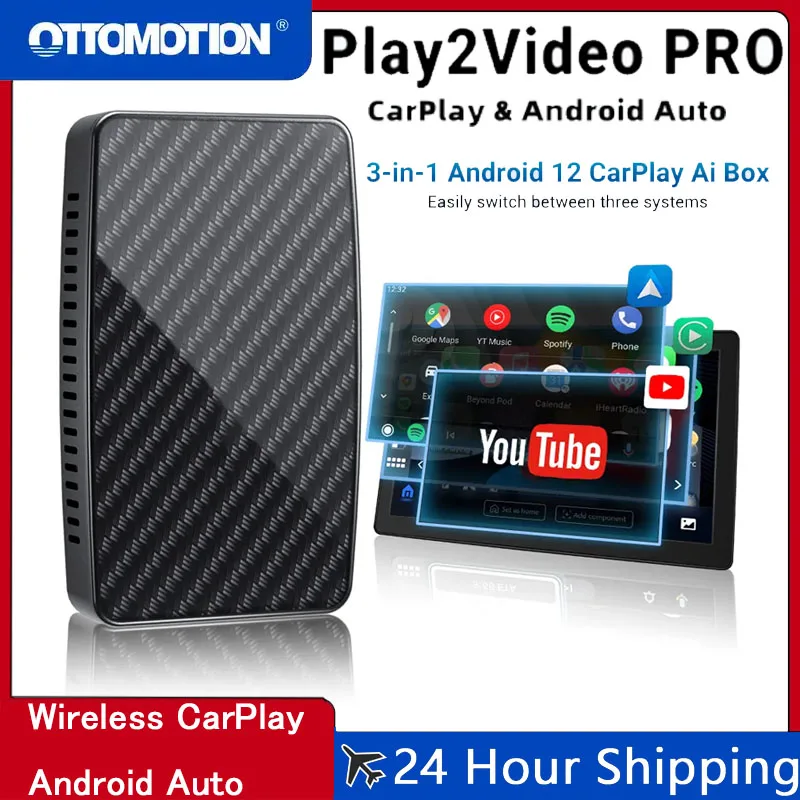 

OTTOMOTION Smart Portable AI Box Wireless Android Auto and Carplay Adapter Wired to Wireless Android Auto Carplay For YouTube