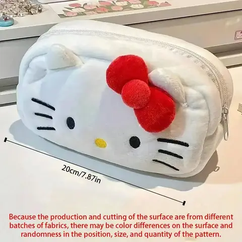 New Hello Kitty Plush Storage Bag Sanrio Makeup Bag Pencil Case Cartoon Student Stationery Bag Girl Makeup Bag Birthday Gift