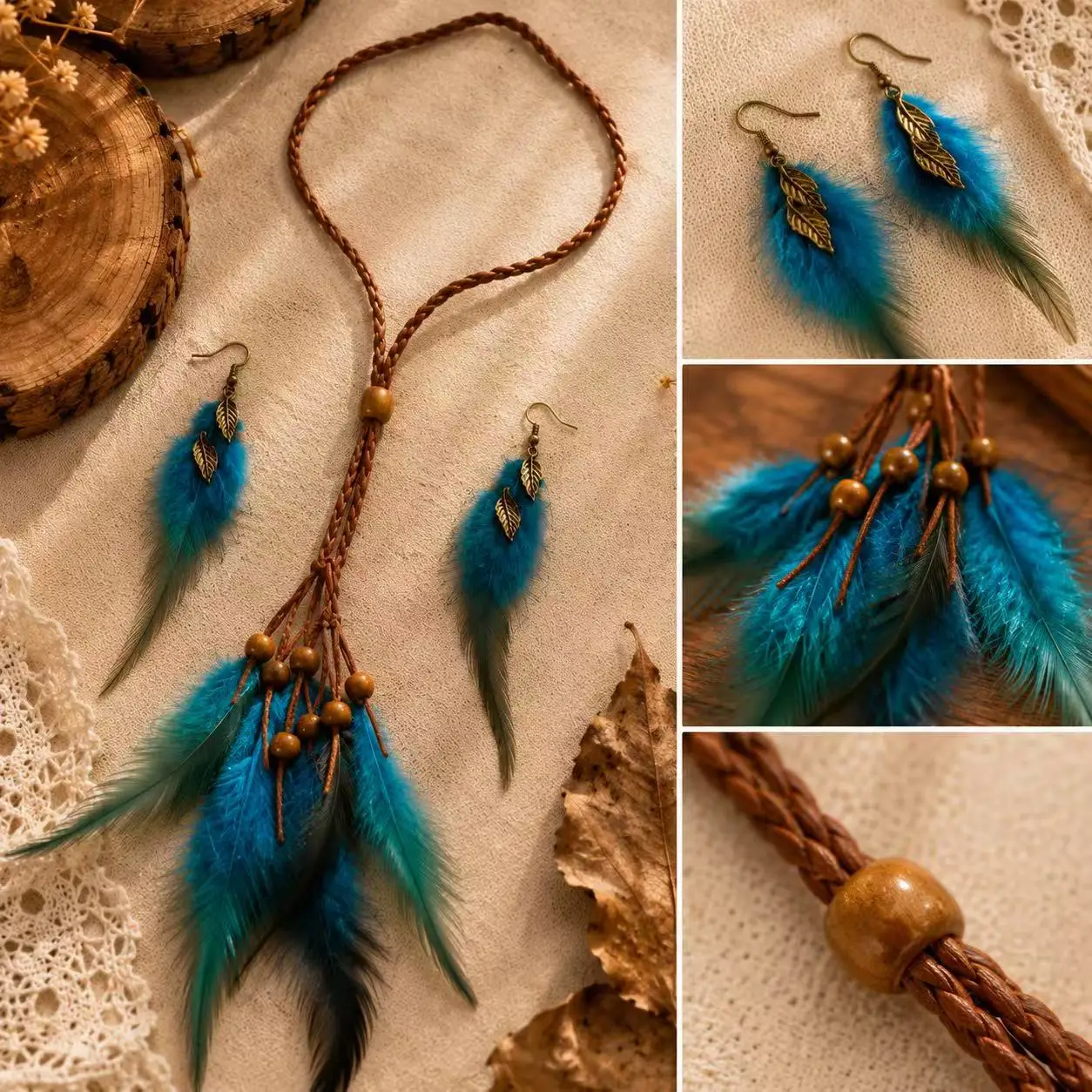 2 small artificial feather straps with snap clips and Bohemian style feather fringe hair extensions, suitable for women's daily