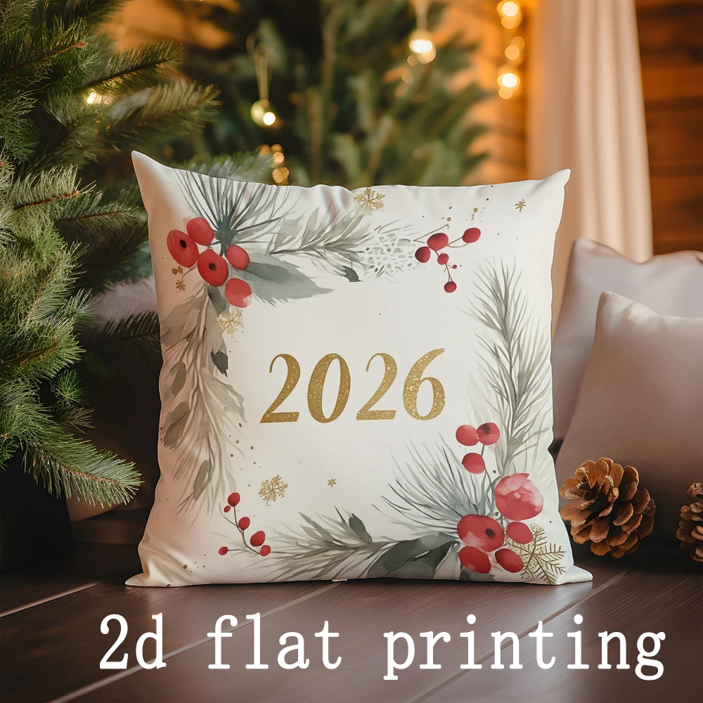1 قطعة/4 قطعة-عيد الميلاد 2026 وسائد عيد الميلاد المجيد الزخرفية ، غطاء وسادة مربع ، غطاء الوسادة الزخرفية للأريكة الحديثة #3