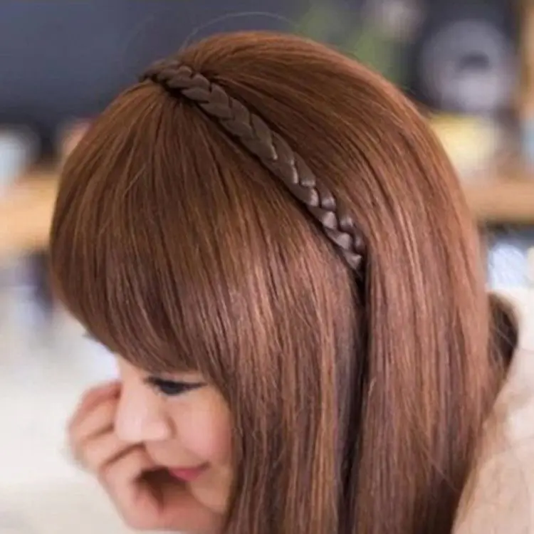 

Korean Style Braided Headband for Women Handmade Weaving Fake Hair Hairpiece Non-Slip Hair Hoop for Daily & Special Occasions